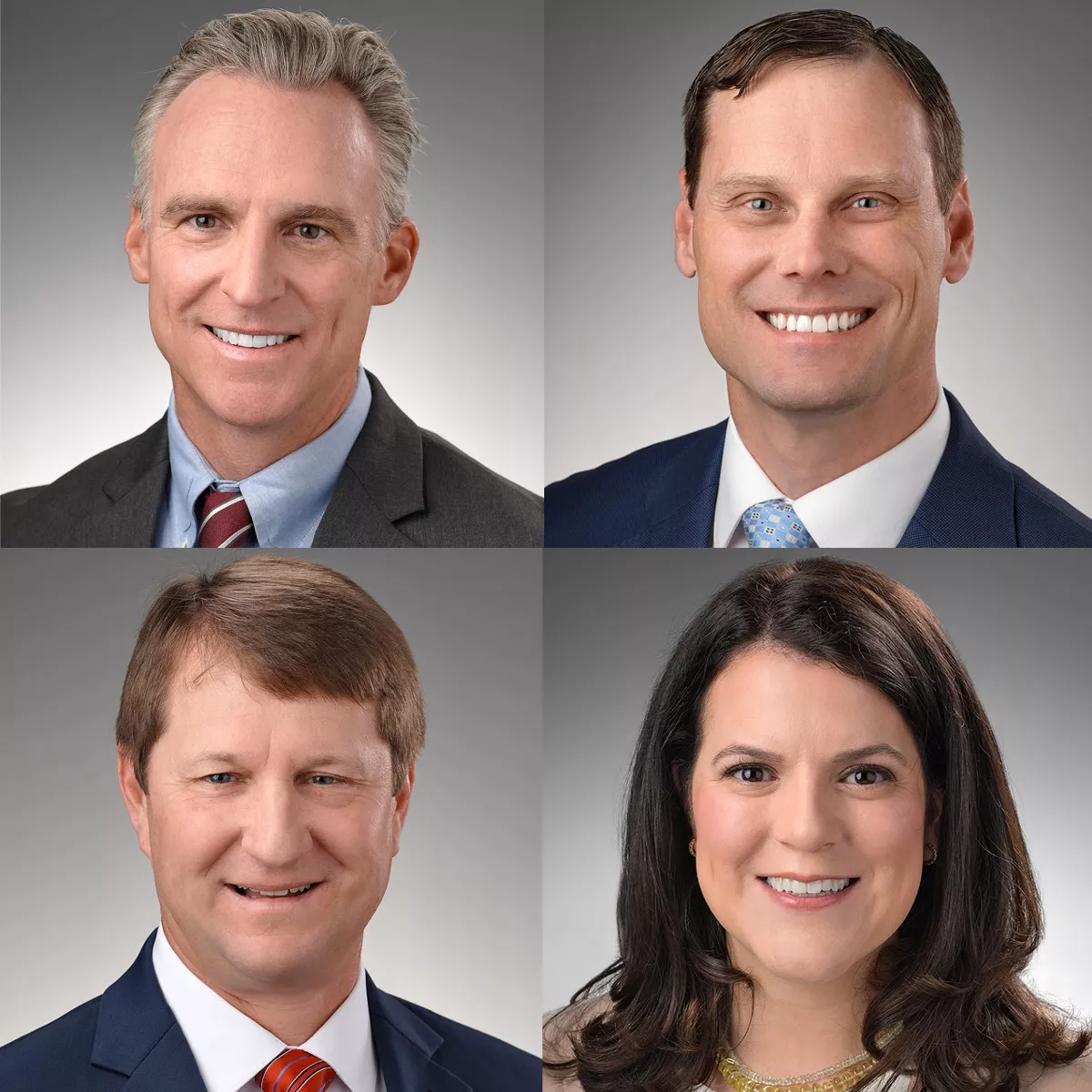 Headshots of Jeff Griffin, Derek Raper, Dan Bruinsma, and Katherine Blanchard Whittle